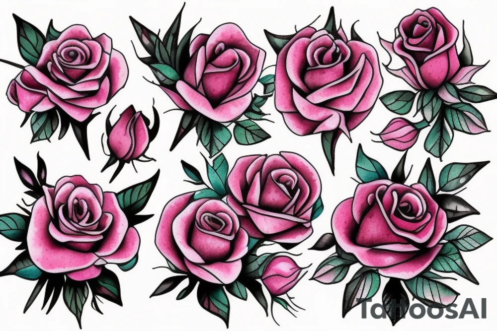 Pink roses tattoo idea