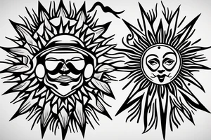 a sublime style sun outline tattoo idea