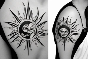 a sublime style sun tattoo idea