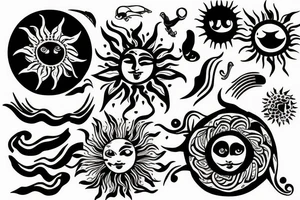 a sublime style sun tattoo idea