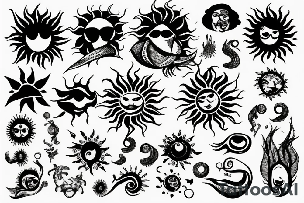 a sublime style sun tattoo idea