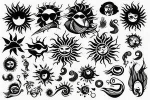 a sublime style sun tattoo idea