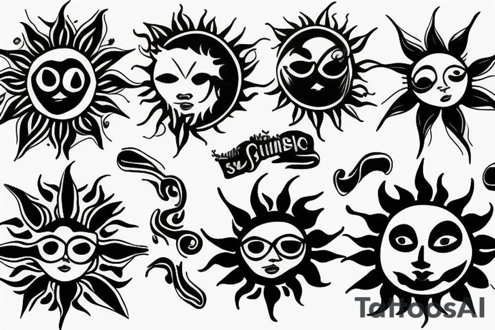 a sublime style sun tattoo idea