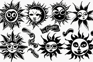 a sublime style sun tattoo idea