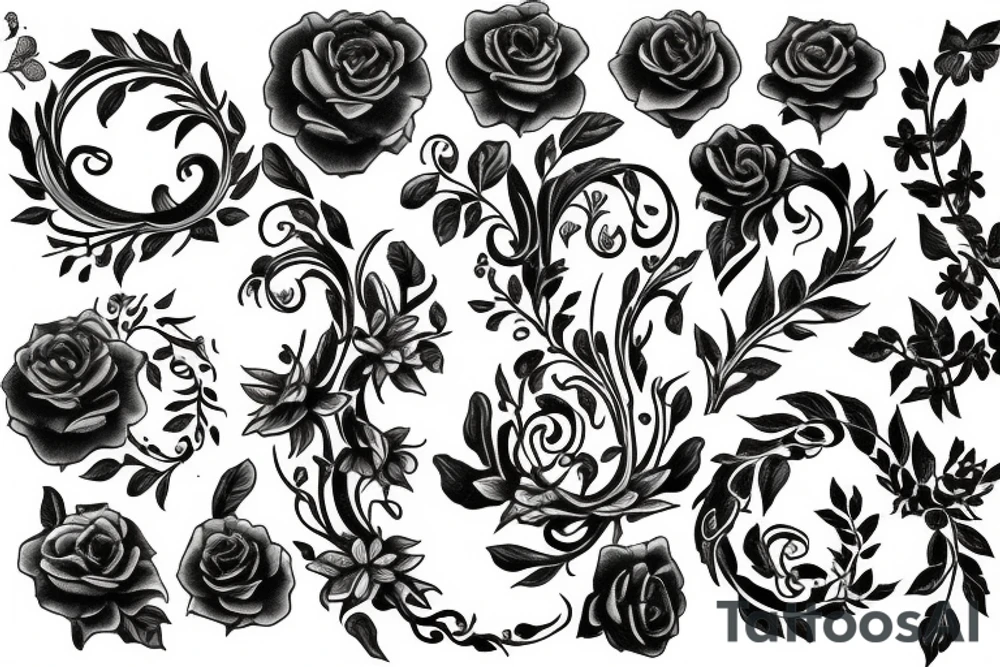 flowers and vines tattoo idea