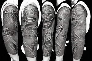 Black power sleeve tattoo in 2d tattoo idea
