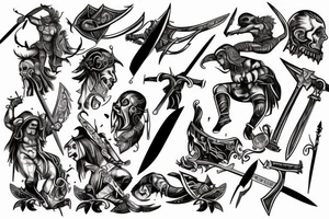 A gladiator stabbing a demon with a sword tattoo idea
