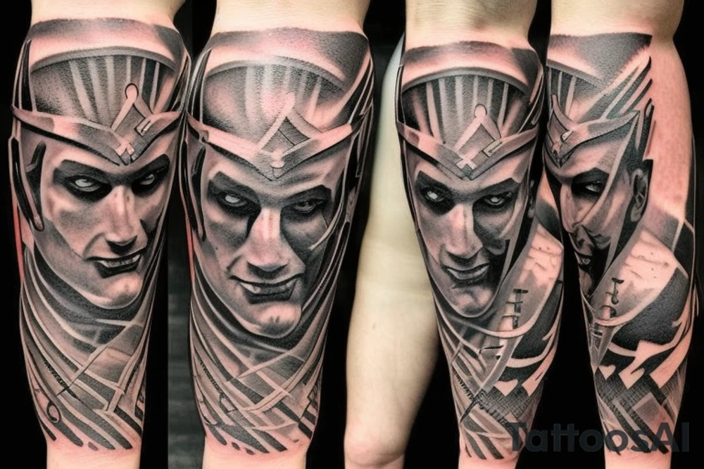 gladiator vs demon tattoo idea
