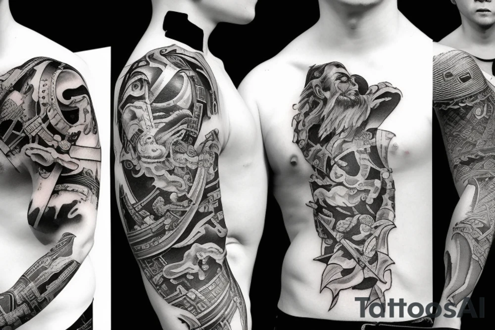 gladiator vs demon tattoo idea