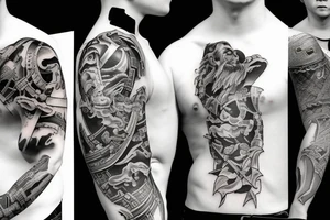 gladiator vs demon tattoo idea