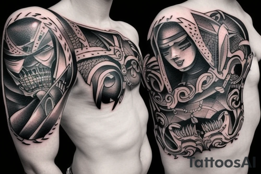 gladiator vs demon tattoo idea
