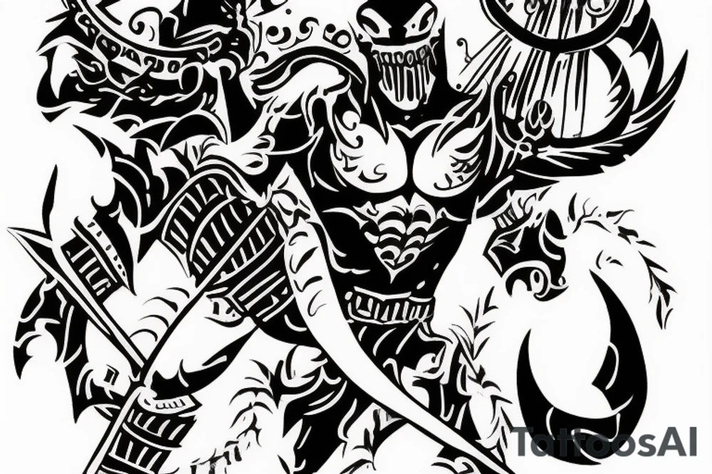 A gladiator fighting a demon tattoo idea