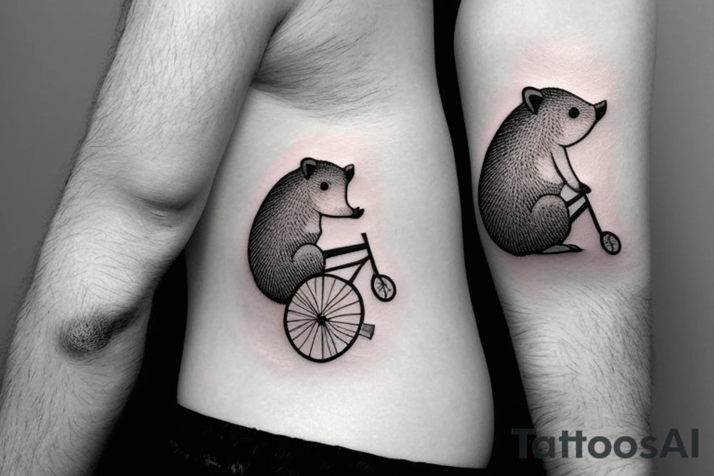 Hedgehog riding a bicycle tattoo idea
