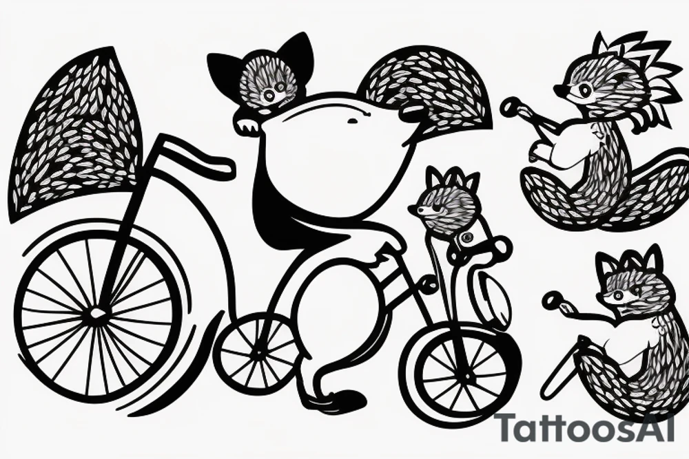 Hedgehog riding a bicycle tattoo idea