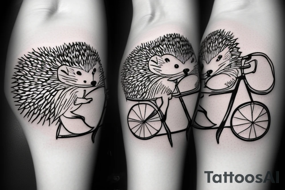 Hedgehog riding a bicycle tattoo idea