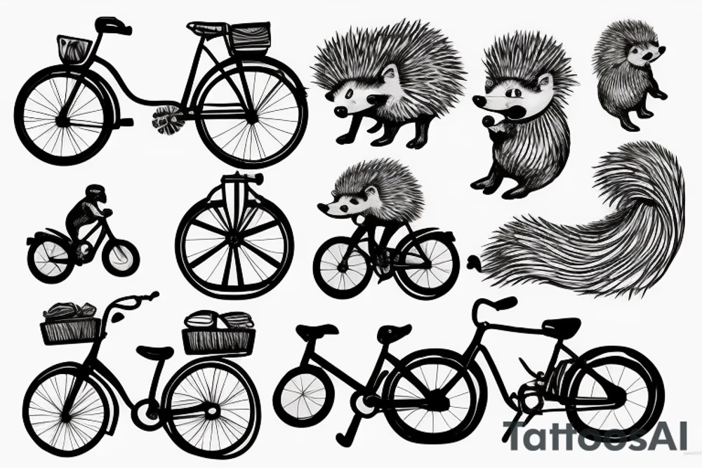 Hedgehog riding a bicycle tattoo idea