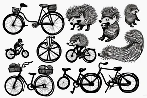 Hedgehog riding a bicycle tattoo idea
