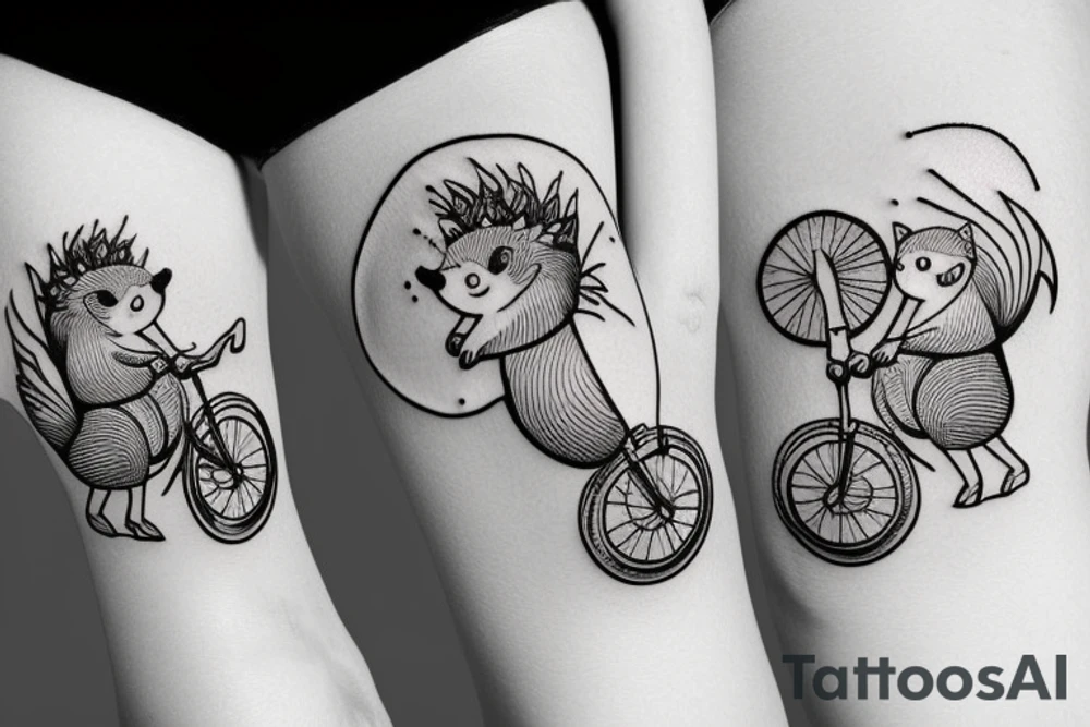Hedgehog riding a bicycle tattoo idea