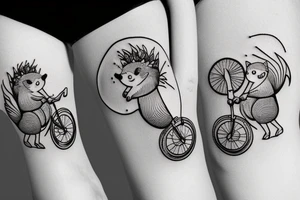 Hedgehog riding a bicycle tattoo idea