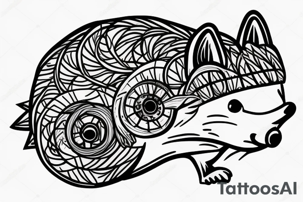 Hedgehog riding a bicycle tattoo idea