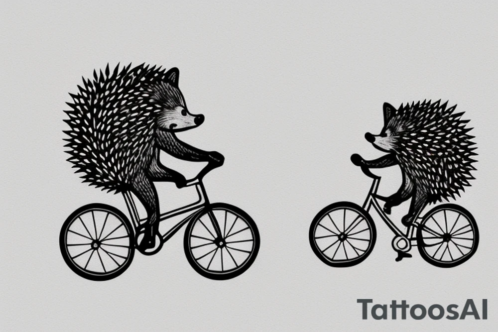 Hedgehog riding a bicycle tattoo idea