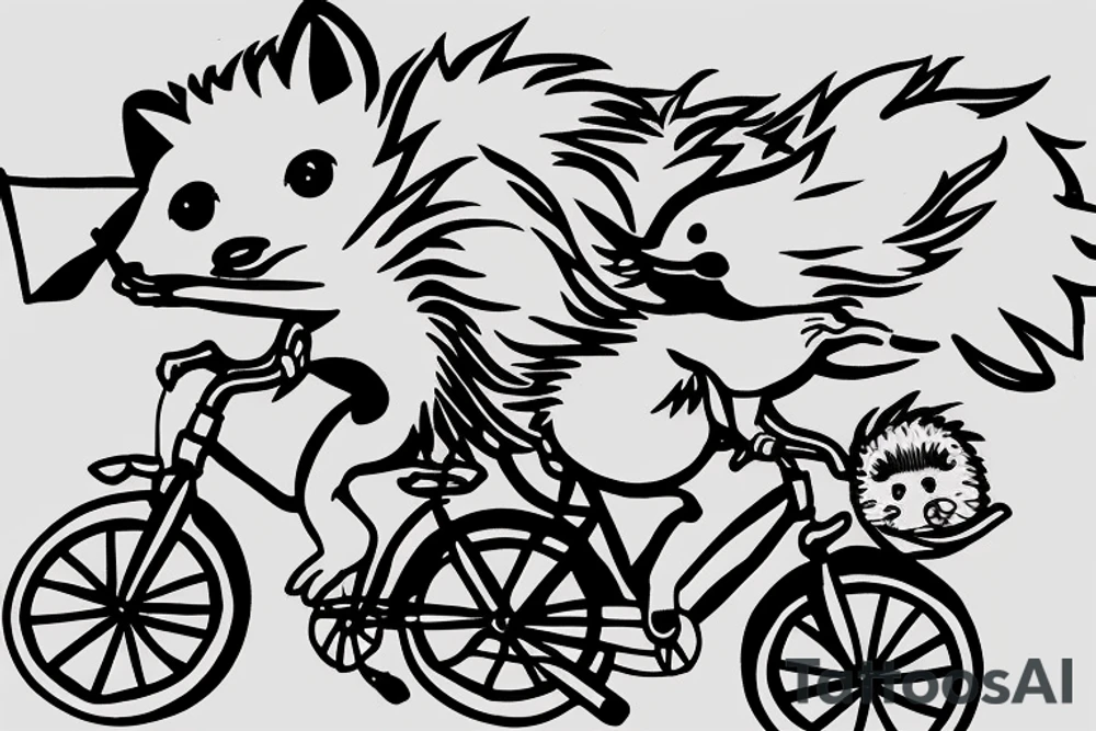 Hedgehog riding a bicycle tattoo idea