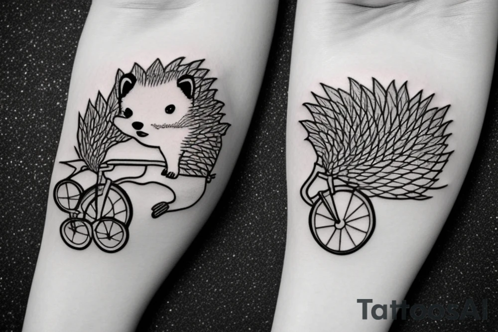 Hedgehog riding a bicycle tattoo idea