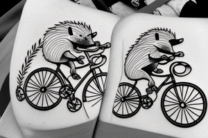 Hedgehog riding a bicycle tattoo idea