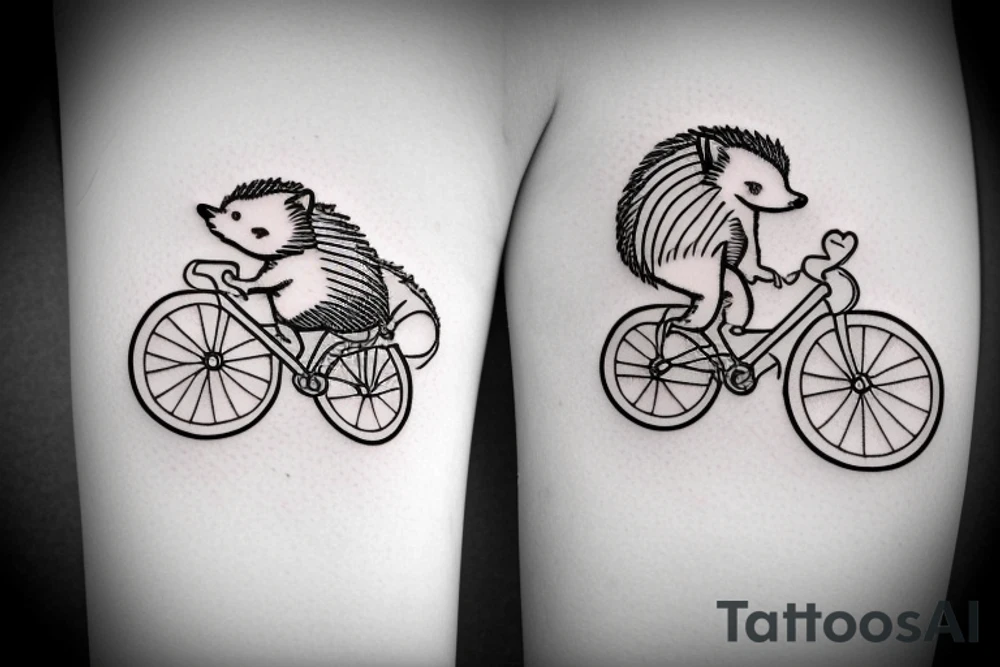 Hedgehog riding a bicycle tattoo idea