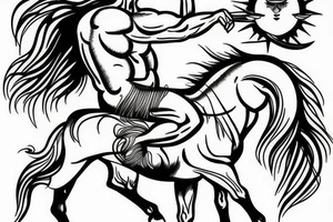 Centaur with sun rays tattoo idea