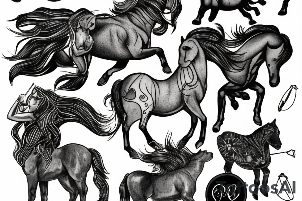 Centaur with sun rays tattoo idea