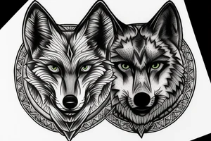 Wolf head in a circle tattoo idea
