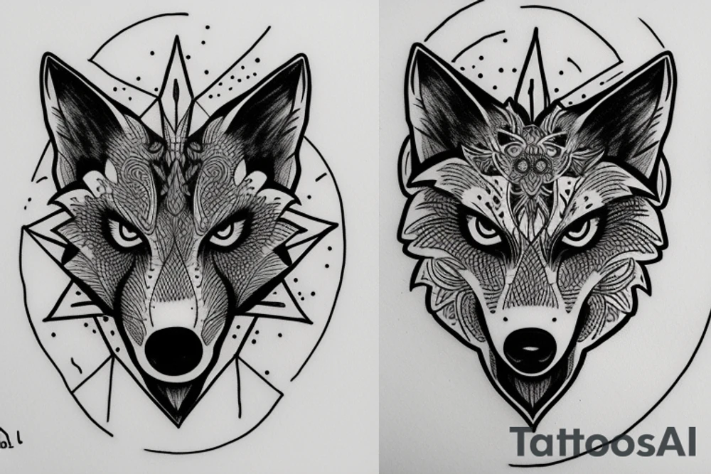 Wolf head in a circle tattoo idea