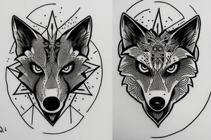 Wolf head in a circle tattoo idea