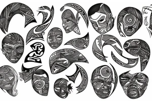 Māori family and music tattoo idea