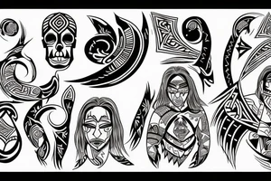 Māori family and music tattoo idea