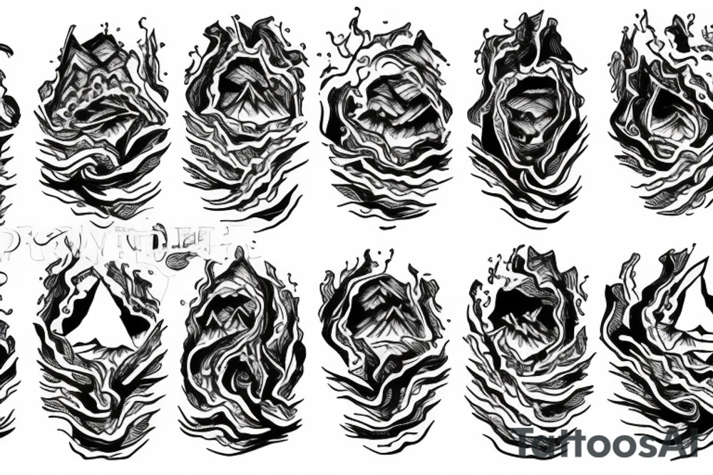 Mountain with rising sun tattoo idea