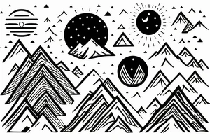 Mountain with rising sun tattoo idea
