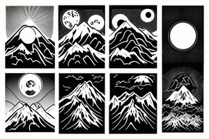 Mountain with rising sun tattoo idea