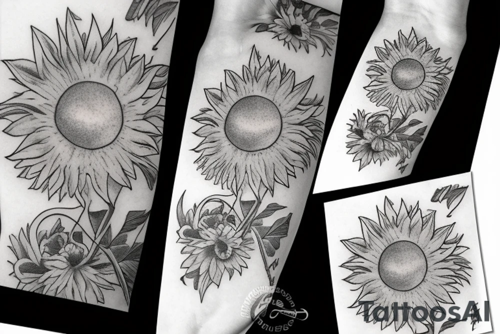 Sunflower with “lost” written under tattoo idea