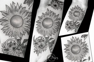 Sunflower with “lost” written under tattoo idea
