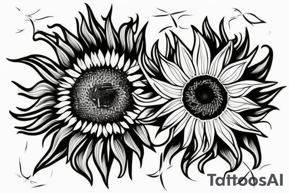 Sunflower with “lost” written under tattoo idea