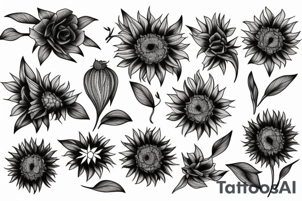 Withered sunflower tattoo idea