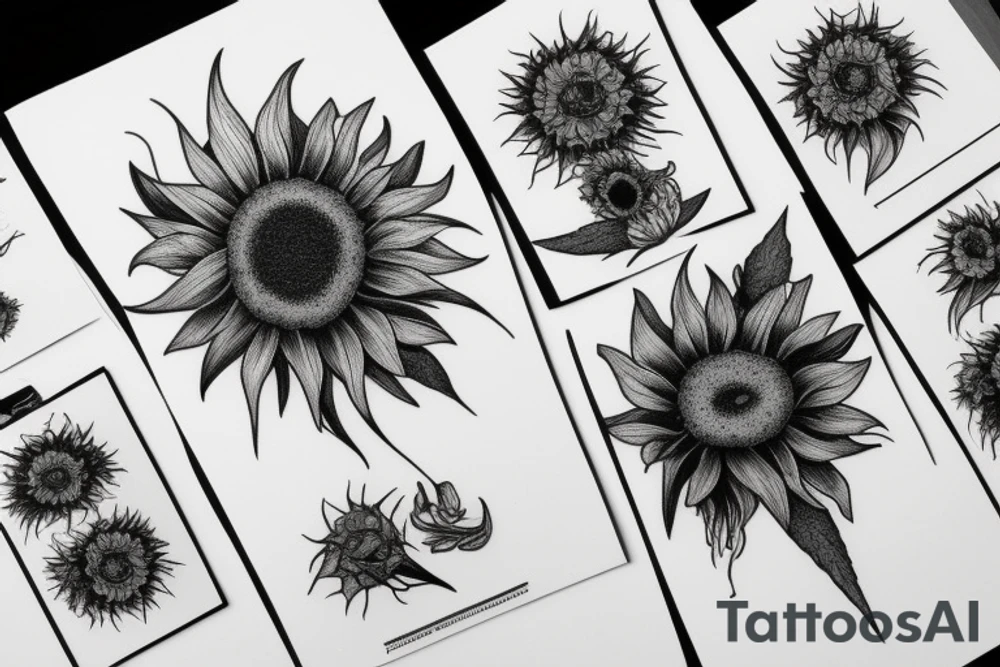 Withered sunflower tattoo idea