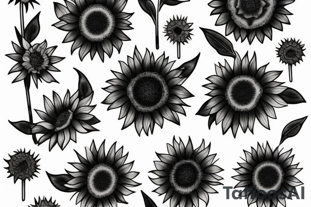 Dying sunflower tattoo idea
