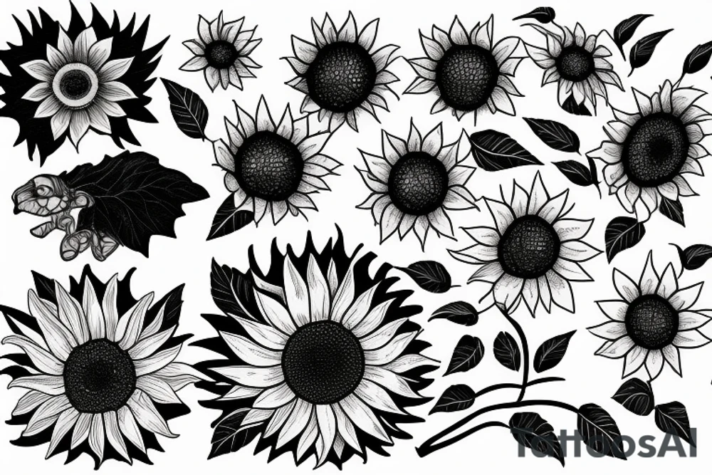 Dying sunflower tattoo idea
