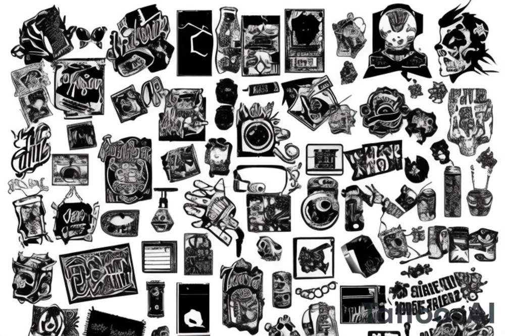 Punk patchwork tattoo idea