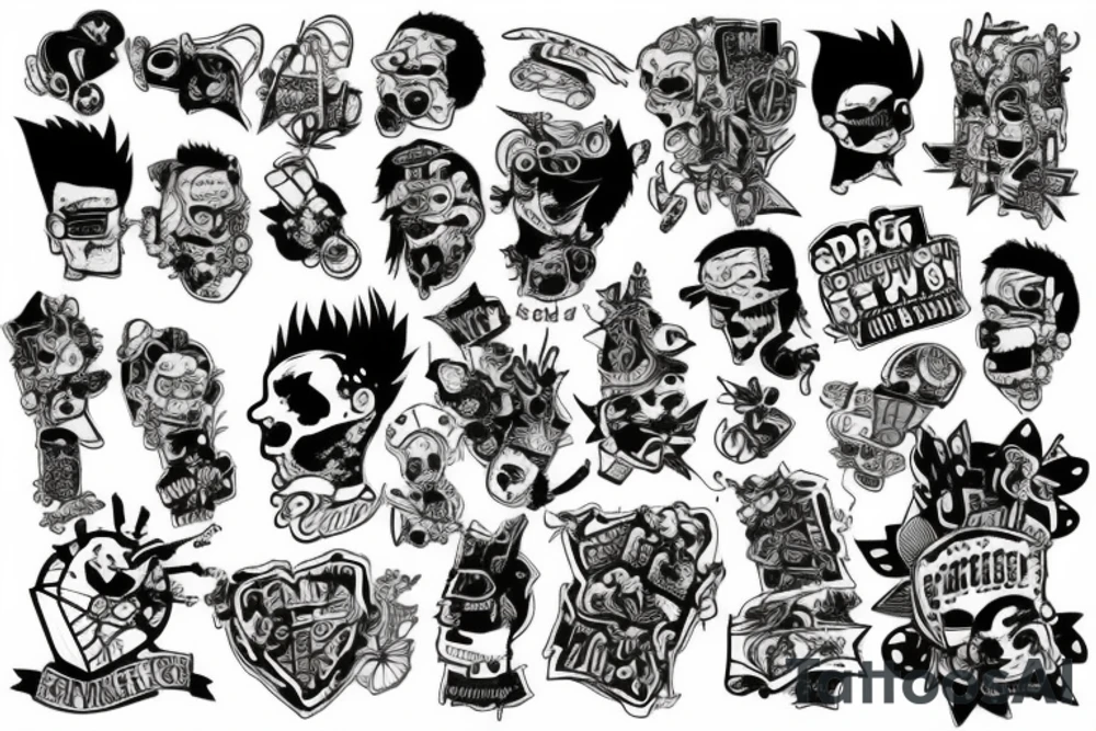 Punk patchwork tattoo idea