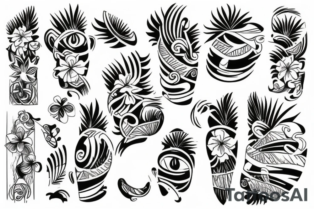 Hawaiian themed minimalostic fine line tattoo tattoo idea