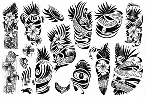Hawaiian themed minimalostic fine line tattoo tattoo idea